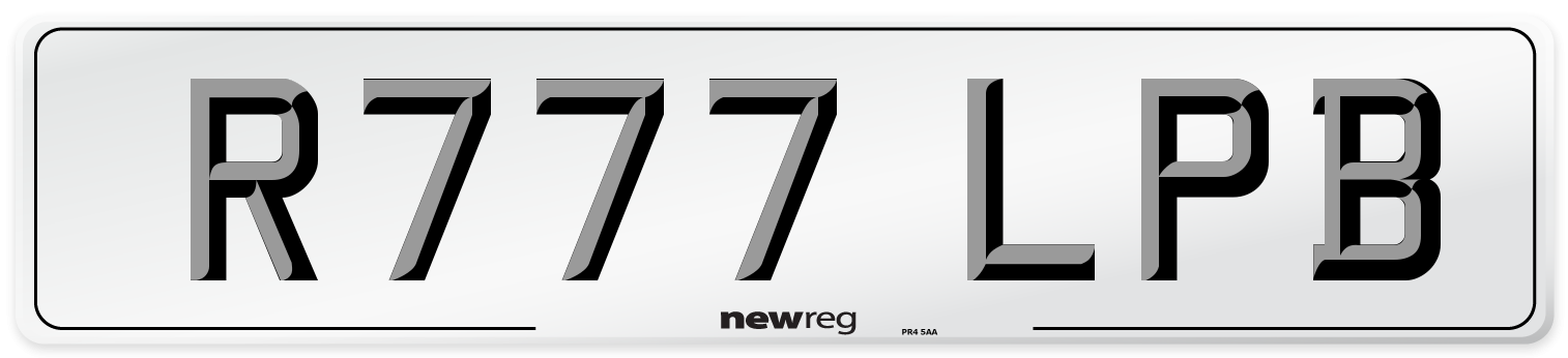 R777 LPB Number Plate from New Reg